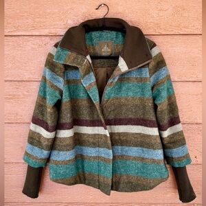 Prana Wool Zip Up Green Multicolor Lily Jacket Sz XS